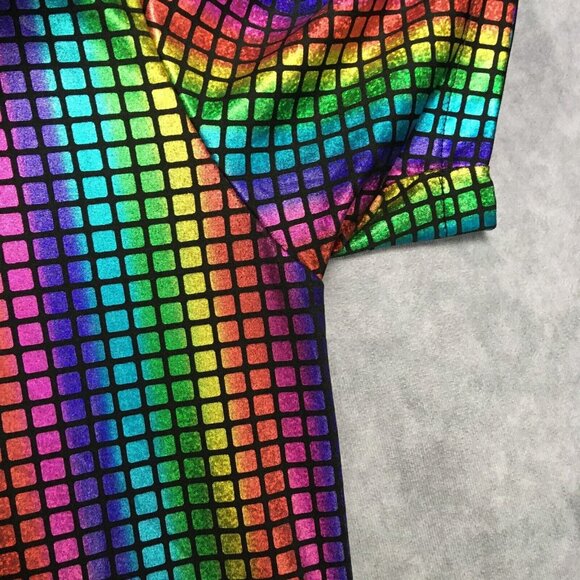 Jogal Mens Shimmer Rainbow Shirt size Large Button Up Short Sleeve Sequence - Picture 5 of 11